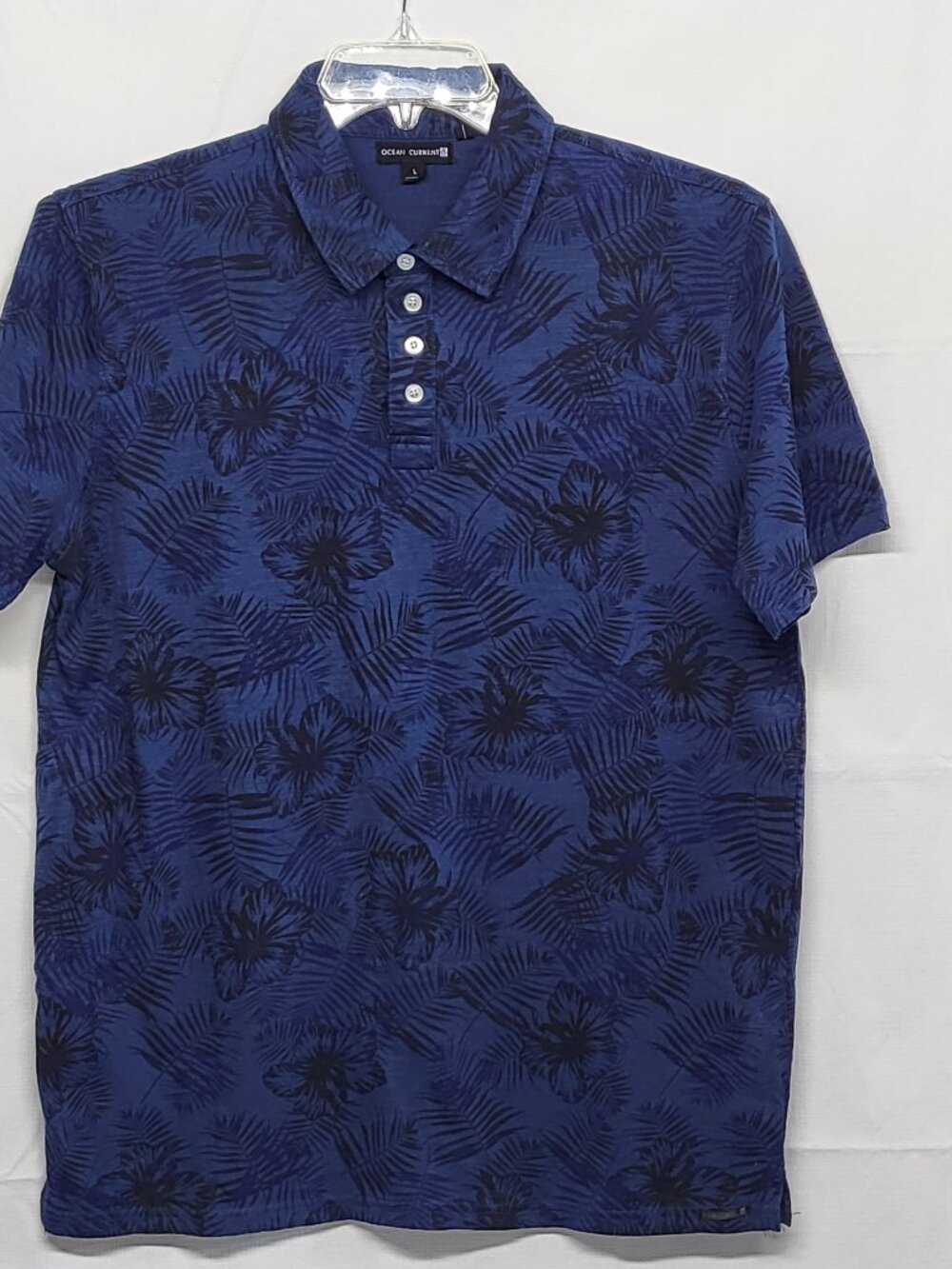Ocean Current Mens Polo Shirt Size Large (41"Chest) Short Sleeve Floral Hibiscus